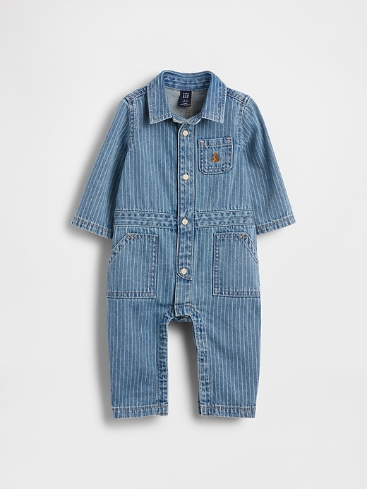 Image number 1 showing, Baby Denim Stripe Utility One-Piece