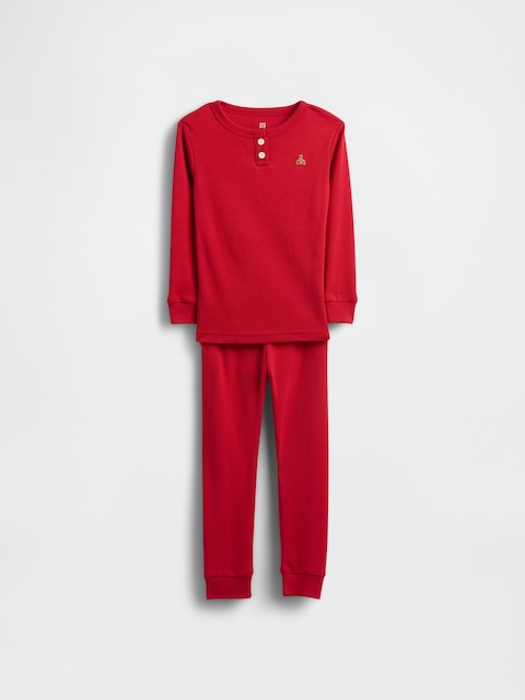 PYJAMA HENLEY EN COTON BIOLOGIQUE BROSSÉ POUR BÉBÉ ET TOUT-PETIT