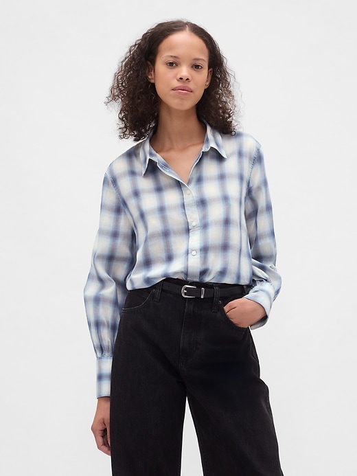 Image number 1 showing, Voile Plaid Shirt