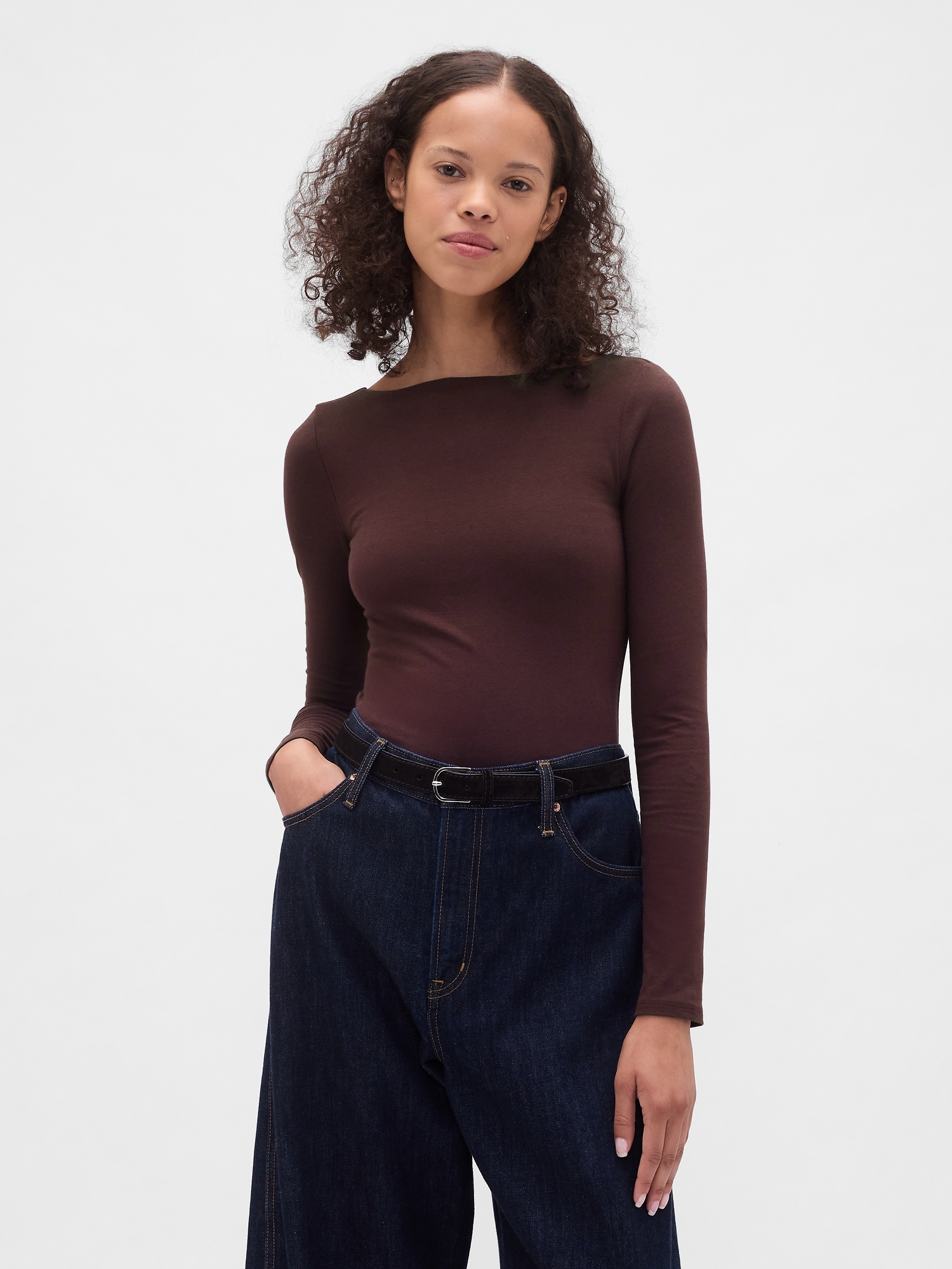 CloseKnit Jersey Boatneck Open-Back T-Shirt