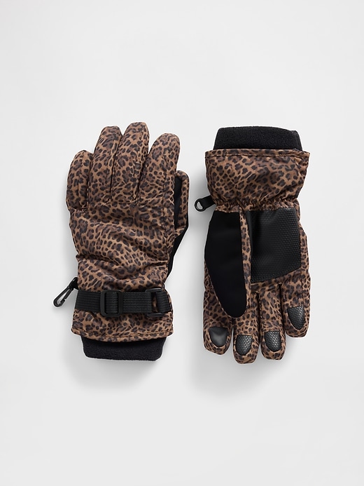 Image number 1 showing, Kids Leopard Snow Gloves