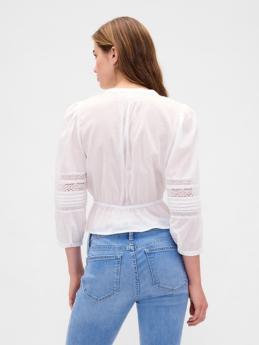 Image number 2 showing, Lace-Trim Voile Top