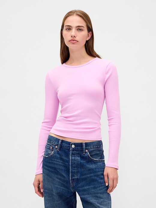 Image number 1 showing, Modern Compact Rib Crop T-Shirt