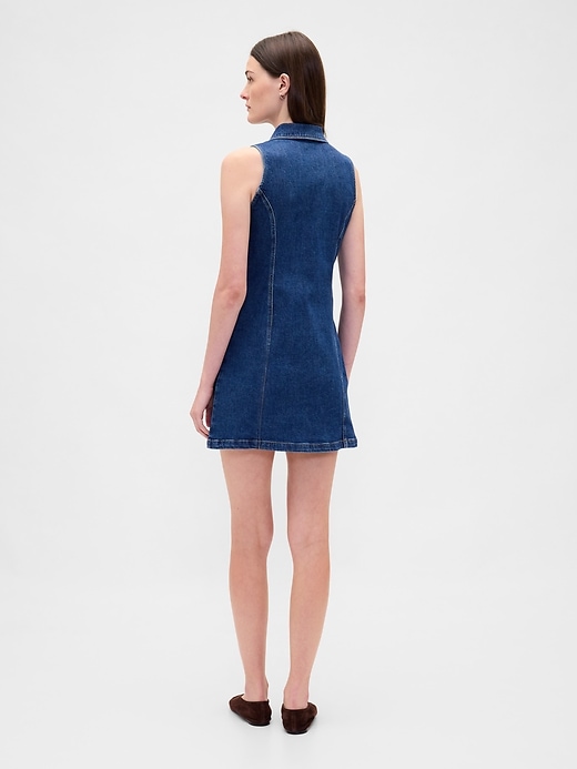 Image number 2 showing, Denim Collared Mini Shift Dress