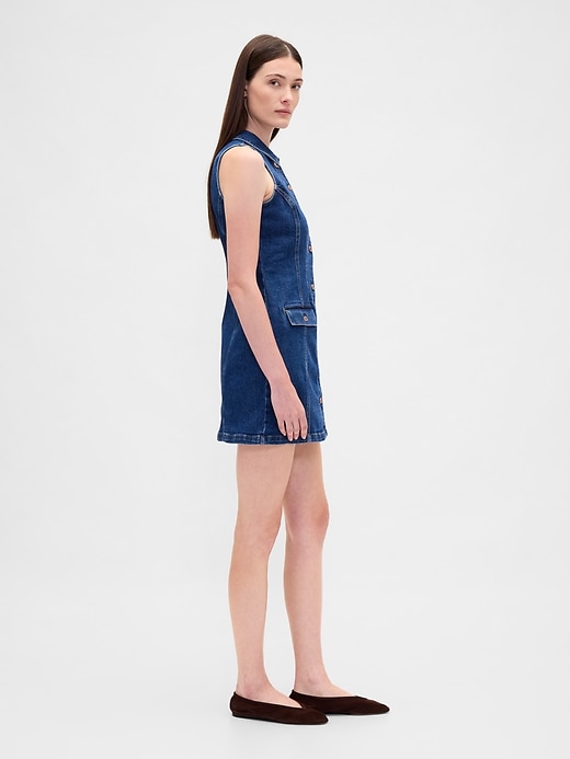 Image number 3 showing, Denim Collared Mini Shift Dress