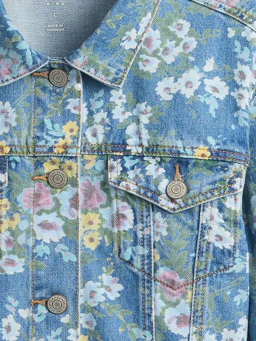 Image number 5 showing, Kids Balloon-Sleeve Floral Denim Jacket