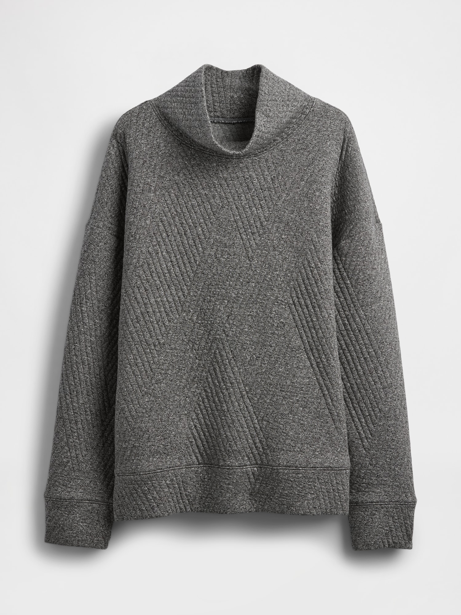 GapFit Quilted Jacquard Knit Funnel-Neck Pullover