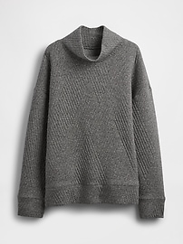 Image number 4 showing, GapFit Quilted Jacquard Knit Funnel-Neck Pullover