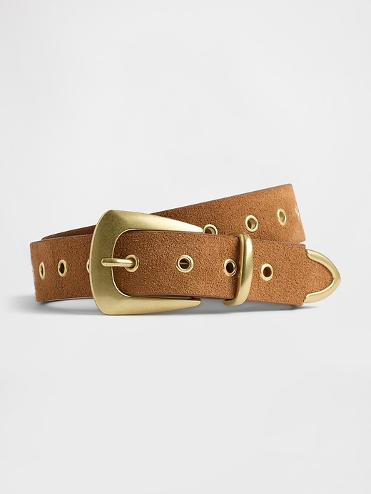 Image number 1 showing, Suede Grommet Belt