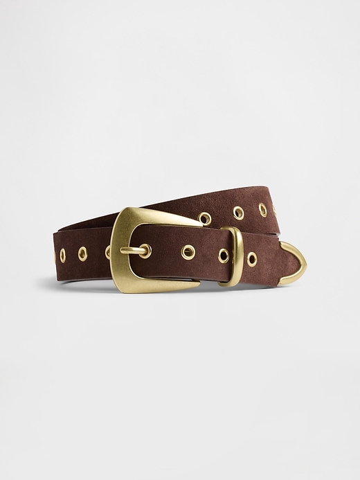 Image number 1 showing, Suede Grommet Belt