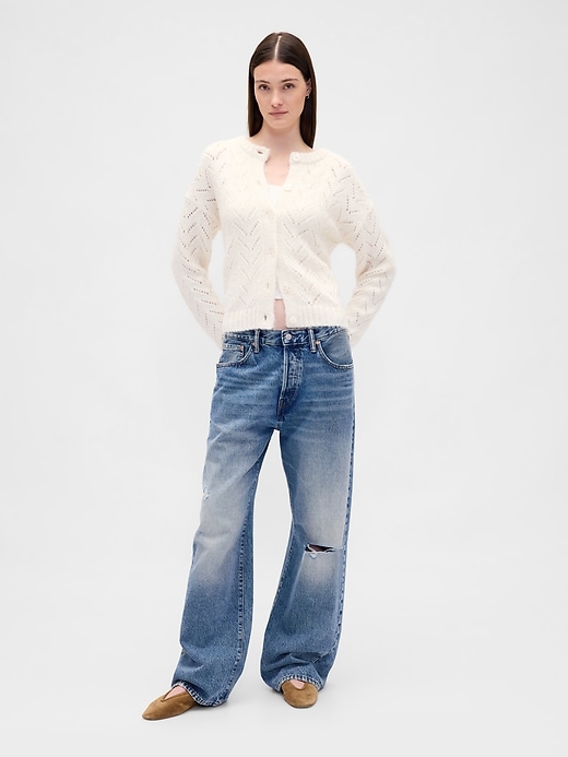 Image number 2 showing, Fuzzy Pointelle Cardigan