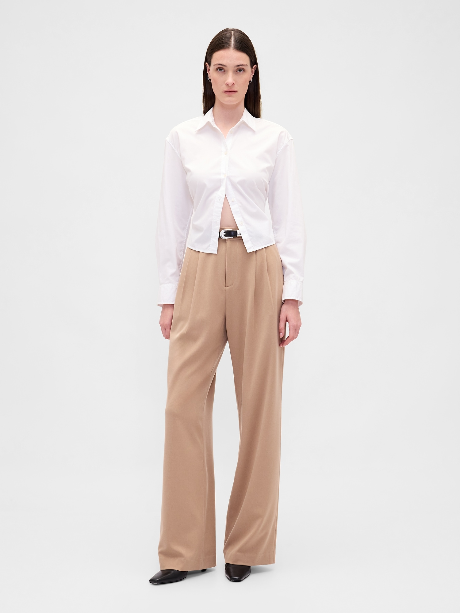 365 High Rise Brushed Twill Pleated Trousers