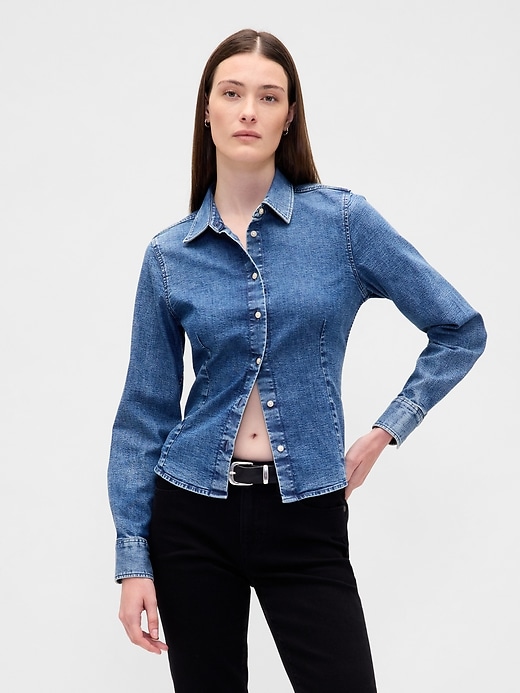 Image number 1 showing, Denim Fitted Shirt