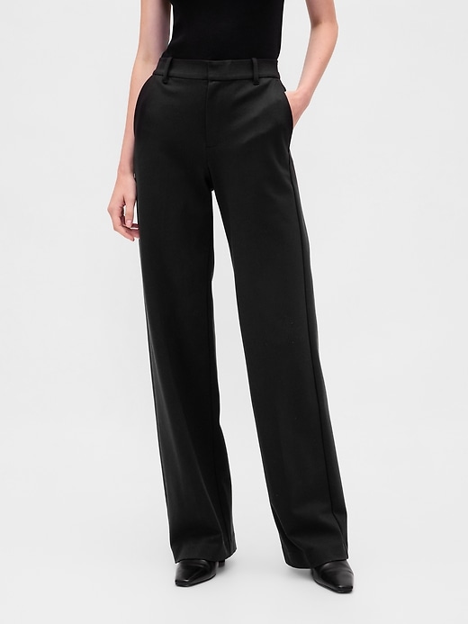 Image number 2 showing, High Rise Double Knit Wide-Leg Pants
