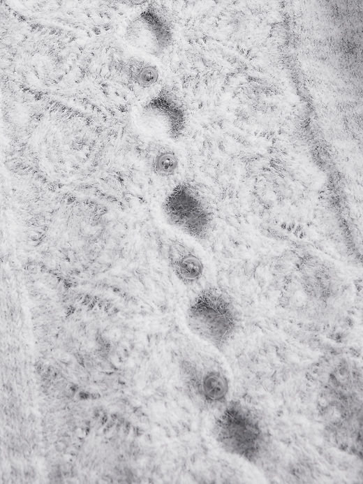 Image number 4 showing, Fuzzy Pointelle Scalloped Crop Cardigan