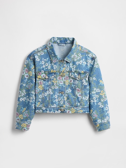 Image number 2 showing, Kids Balloon-Sleeve Floral Denim Jacket