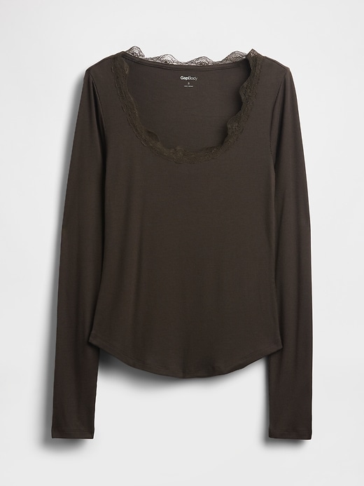 Image number 5 showing, Mini Rib Lace-Trim PJ Top