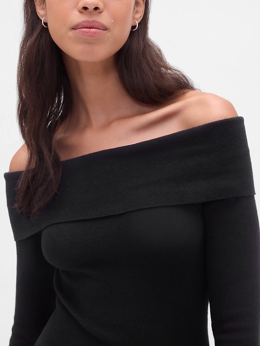 Image number 4 showing, CashSoft Stretch Off-Shoulder Midi Sweater Dress