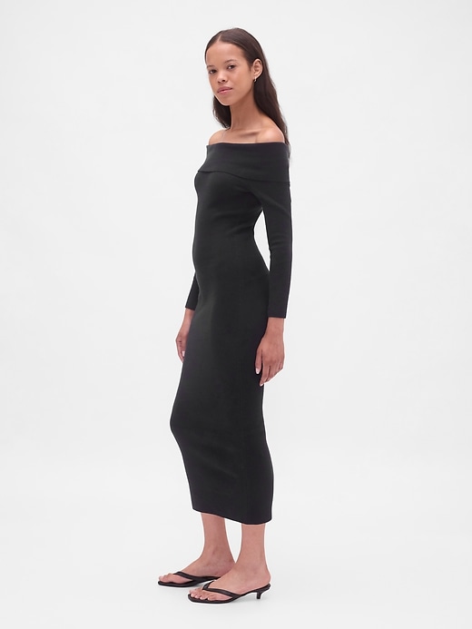 Image number 3 showing, CashSoft Stretch Off-Shoulder Midi Sweater Dress