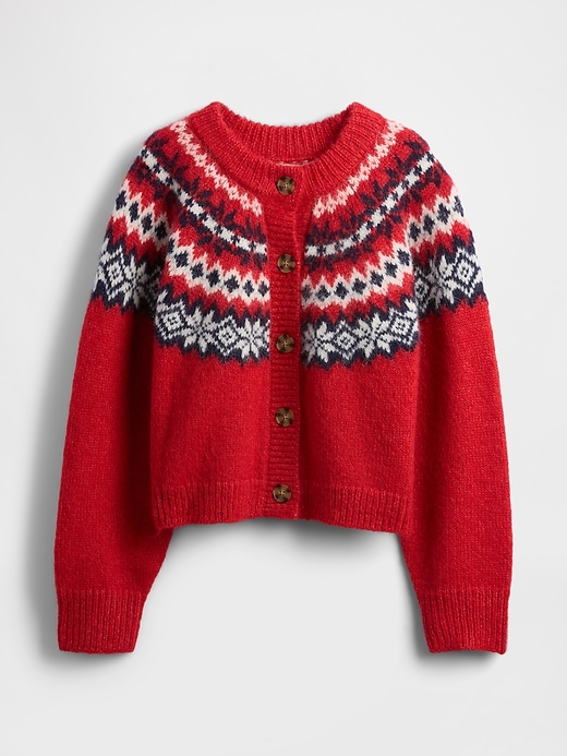Image number 5 showing, Fuzzy Fair Isle Cardigan Sweater