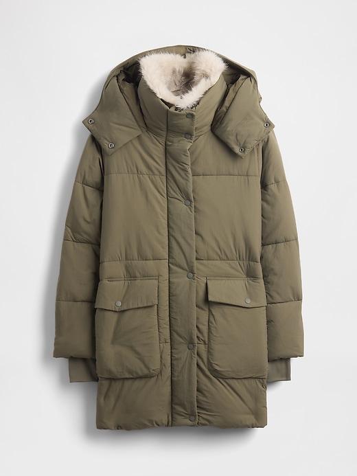 Image number 5 showing, Faux Fur-Trim Midi Puffer Jacket