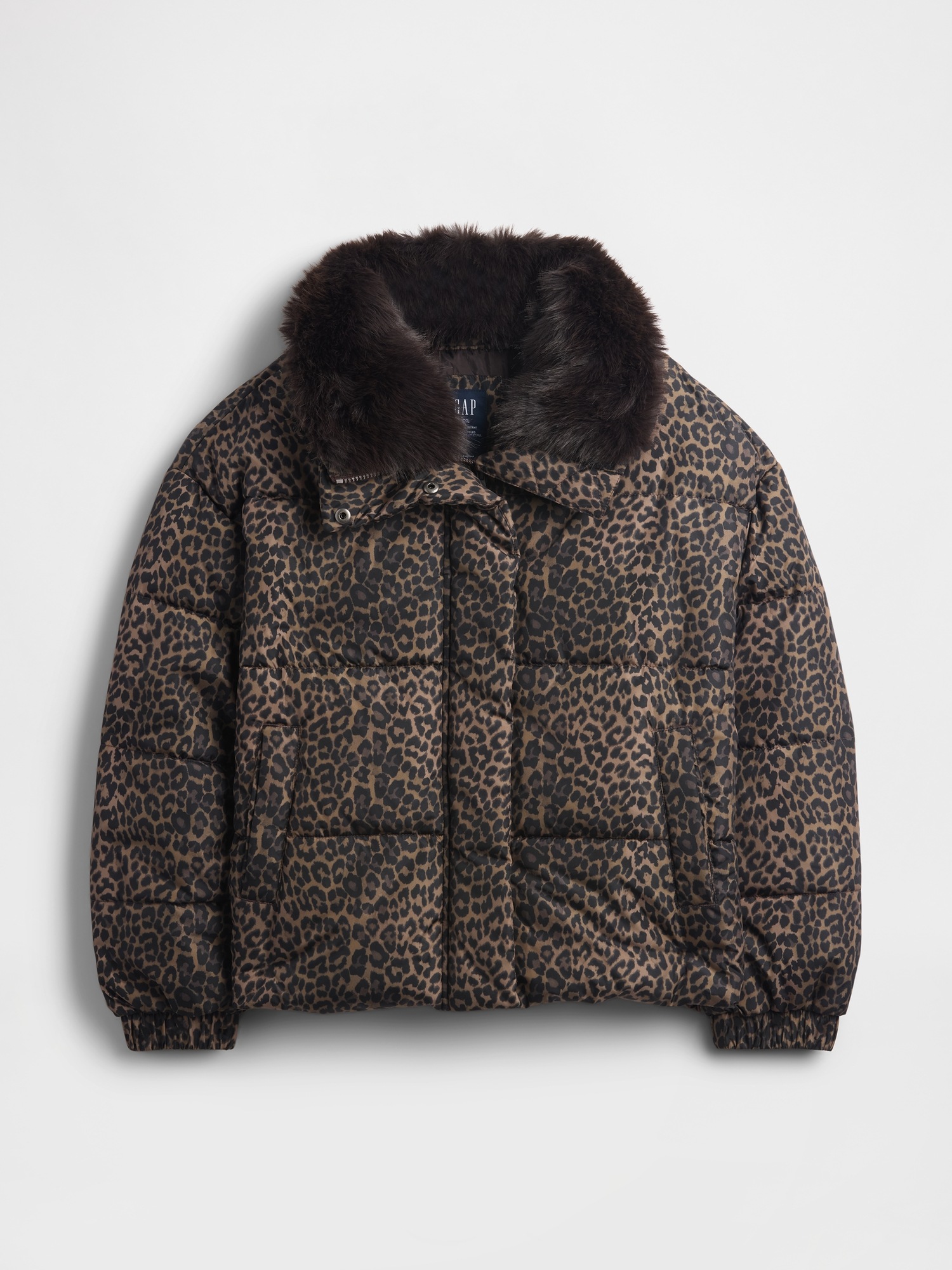ジャケット・アウター Fur Collar Leopard Puffer Jacket Faux Fur-Trim Puffer Jacket | Gap