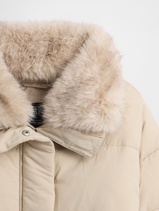 Image number 4 showing, Faux Fur-Trim Puffer Jacket