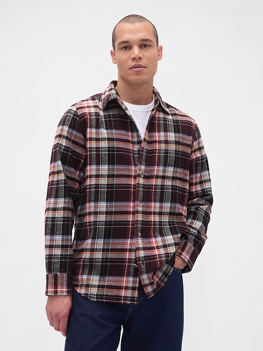 Image number 1 showing, Organic Cotton Relaxed Flannel Shirt