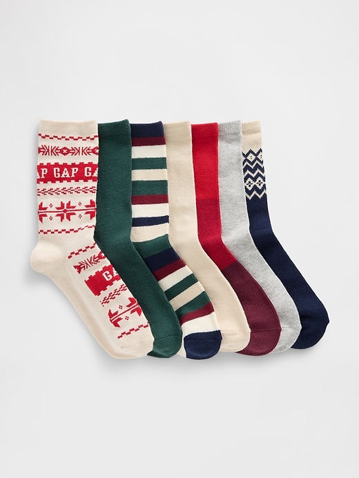 Image number 1 showing, Kids Holiday Crew Socks (7-Pack)