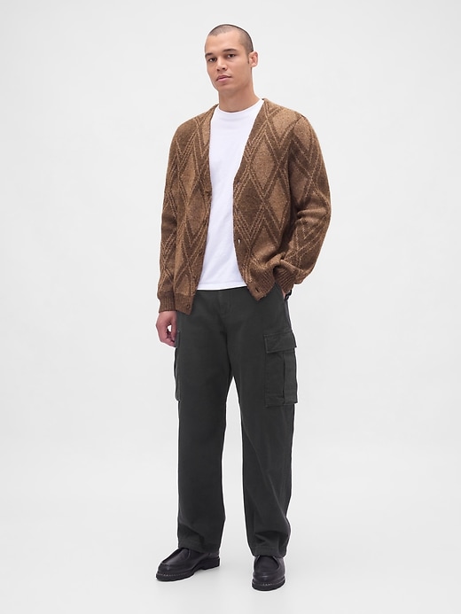 Brushed Argyle Cardigan