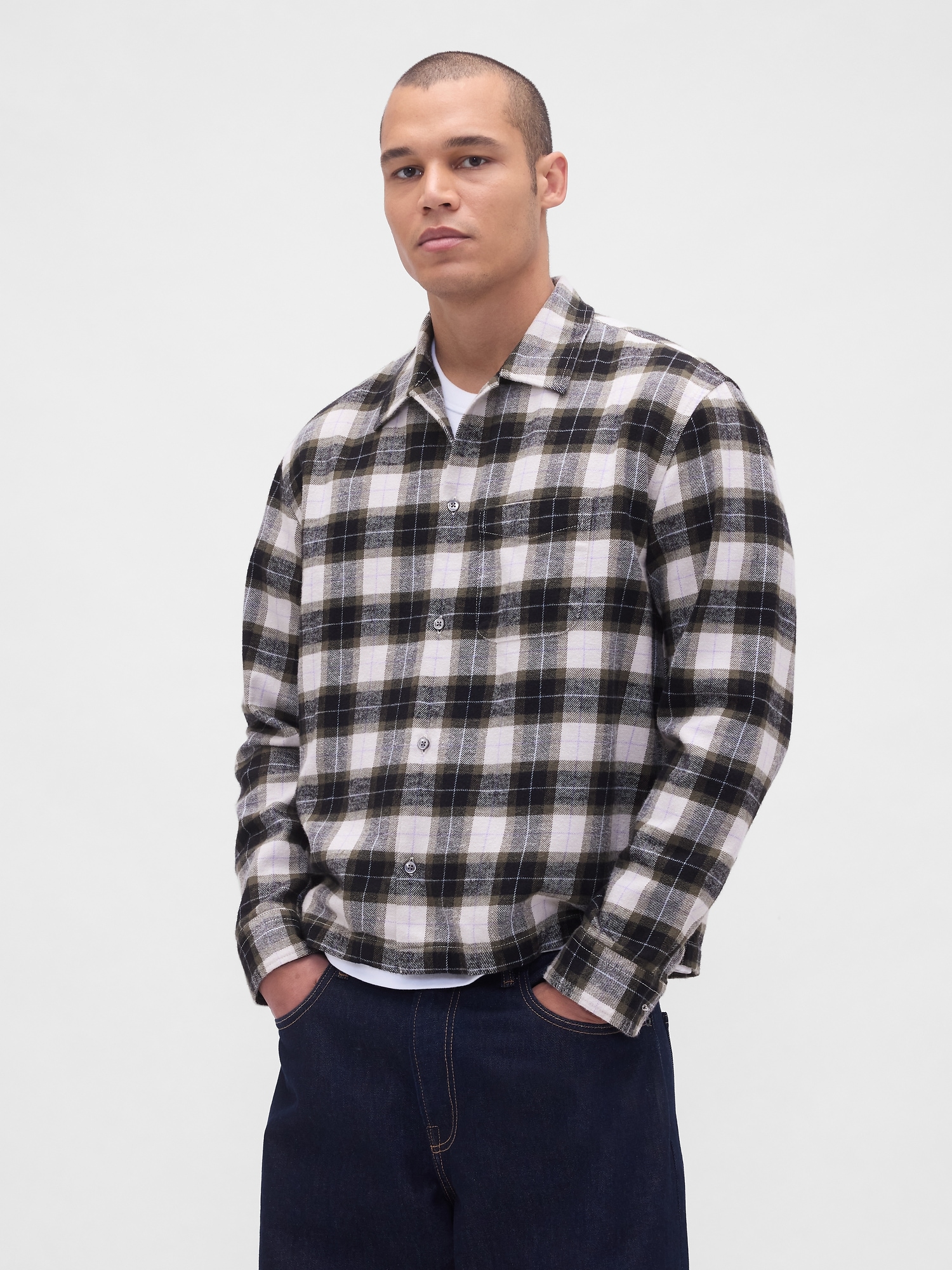 Organic Cotton Relaxed Flannel Shirt