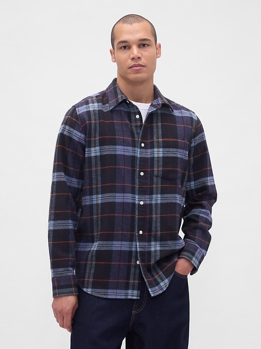 Image number 1 showing, Organic Cotton Relaxed Flannel Shirt