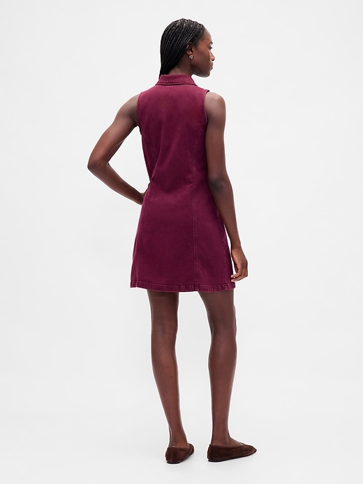 Image number 2 showing, Denim Collared Shift Mini Dress