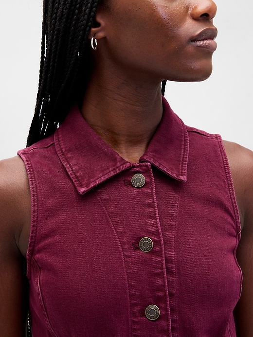 Image number 4 showing, Denim Collared Shift Mini Dress