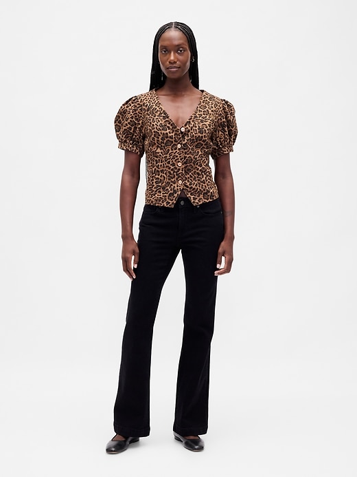 Image number 2 showing, Puff-Sleeve Seamed Top