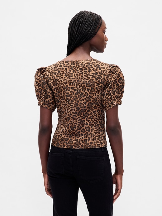 Image number 3 showing, Puff-Sleeve Seamed Top