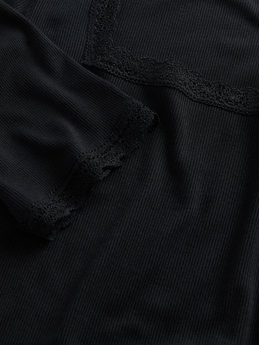 Image number 4 showing, Modal Rib Lace-Trim Square-Neck T-Shirt