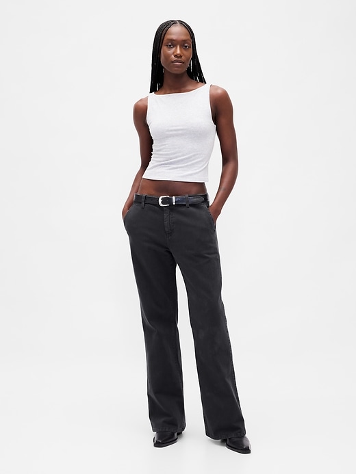 Image number 1 showing, Low Rise Relaxed Flare Khakis