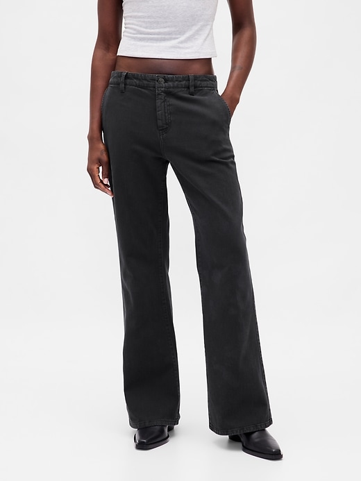 Image number 2 showing, Low Rise Relaxed Flare Khakis