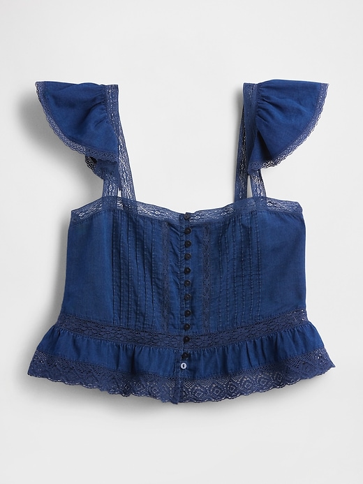 Image number 5 showing, Lace Ruffle Voile Peplum Crop Top