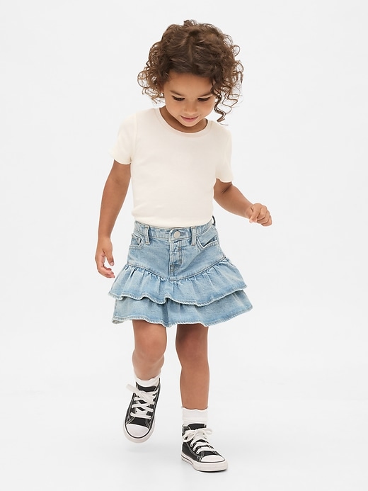 Image number 1 showing, Baby & Toddler Denim Tiered Ruffle Skirt