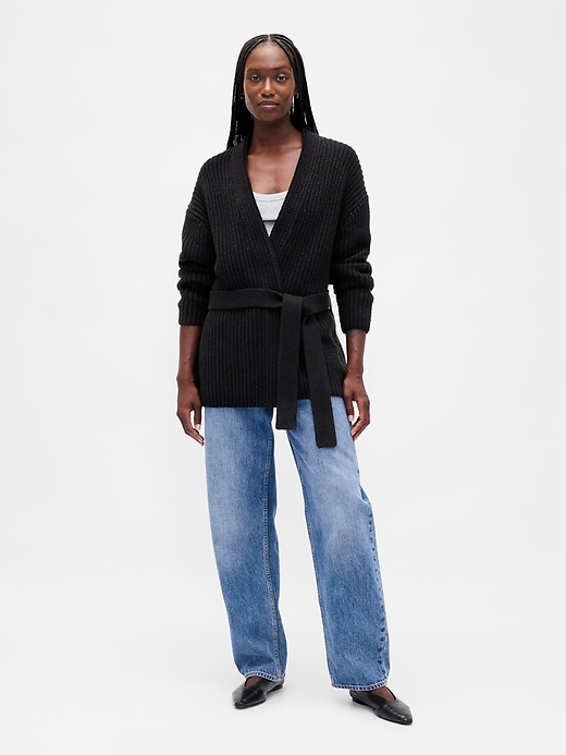 Image number 2 showing, Cotton-Blend Wrap Cardigan Sweater