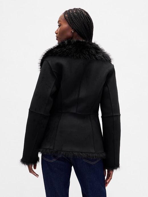 Image number 3 showing, Vegan Suede & Faux Fur Jacket