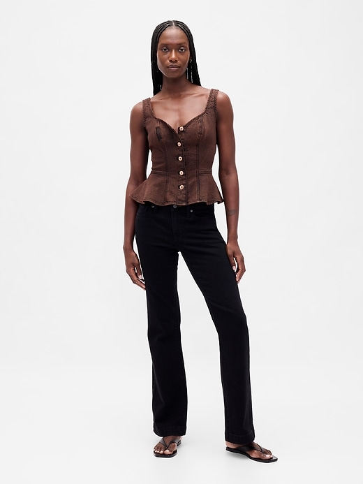 Image number 2 showing, Denim Peplum Tank Top