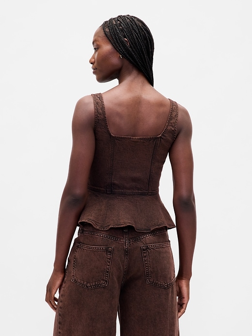 Image number 3 showing, Denim Peplum Tank Top