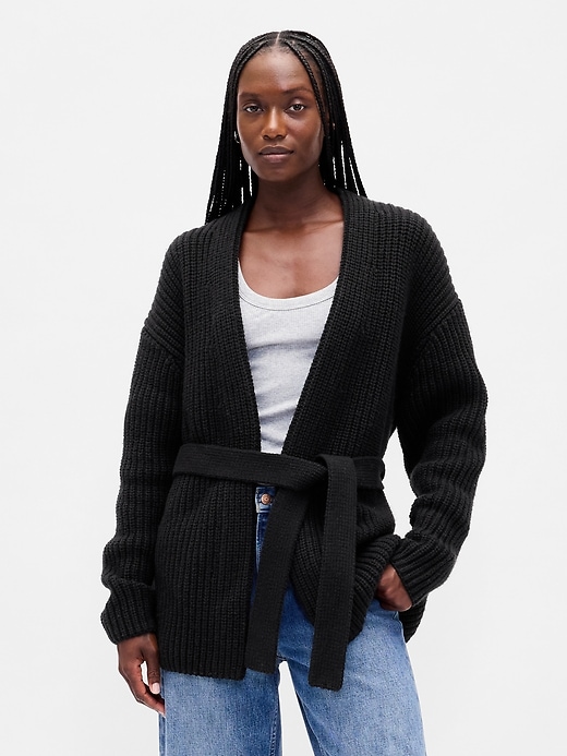 Image number 1 showing, Cotton-Blend Wrap Cardigan Sweater