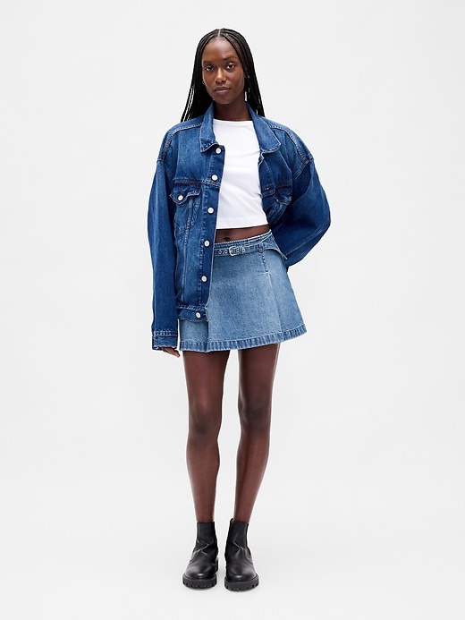 Image number 1 showing, Denim Belted Mini Skirt