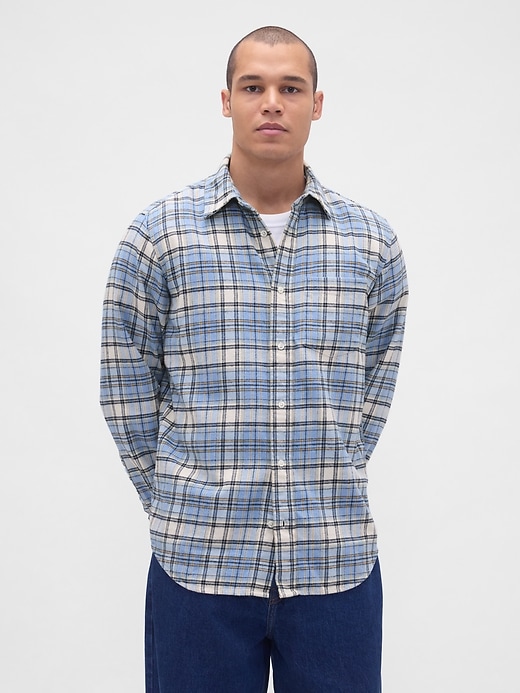 Image number 1 showing, Organic Cotton Relaxed Flannel Shirt