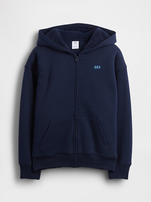 Image number 2 showing, Kids Relaxed Sherpa-Lined Zip Logo Hoodie