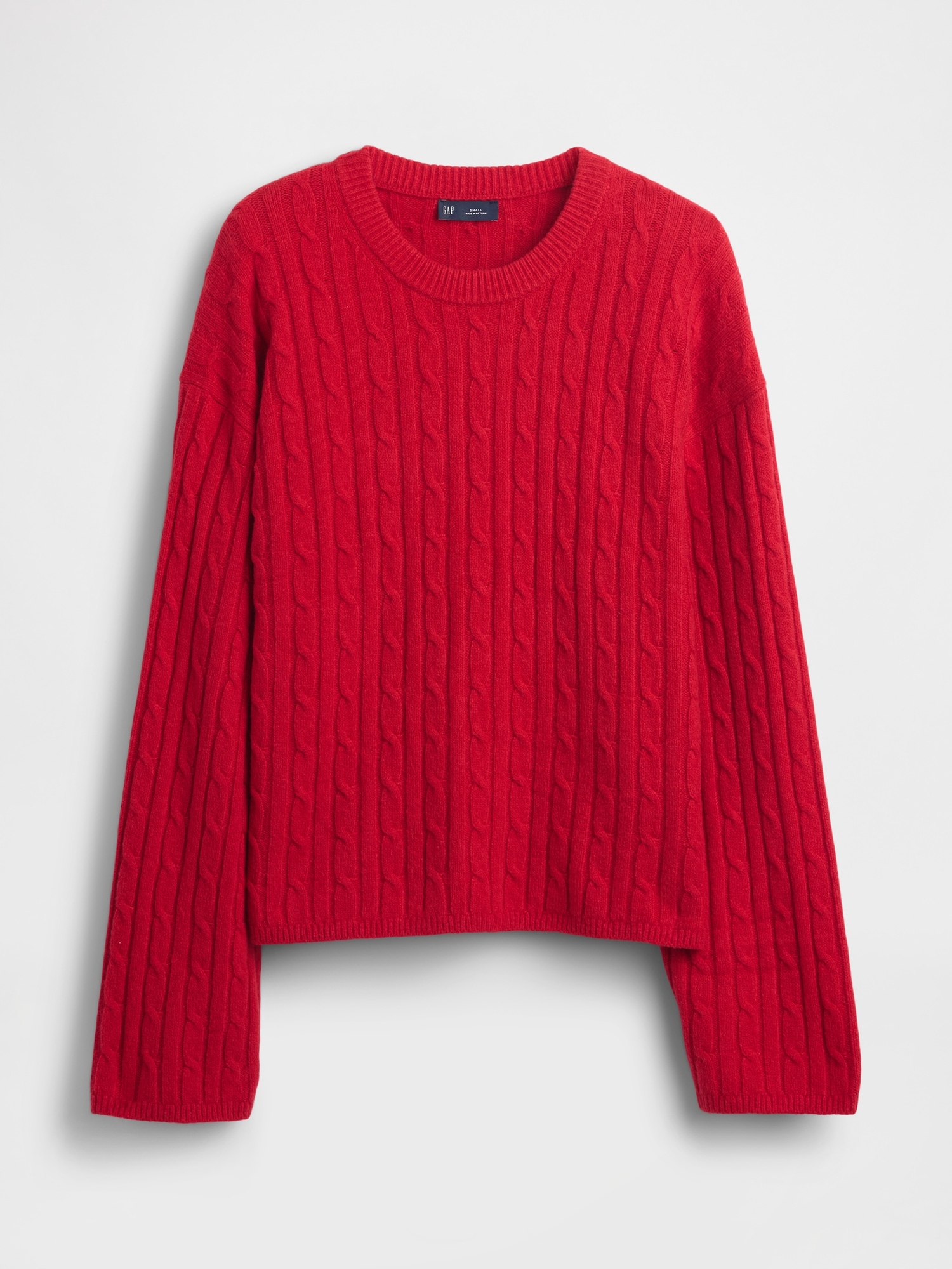 CashSoft Cable-Knit Crewneck Sweater